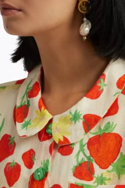 STRAWBERRY-PRINT LINEN-BLEND SHIRT -Varley Store q2 92c509bc d763 4554 8a03 ec30dce9c994