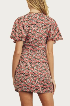 FLORAL-PRINT SATIN WRAP MINI DRESS -Varley Store q2 a1d584be e3c4 40de aca9 f2fa770c46b1