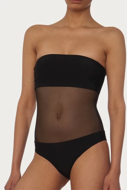 MESH-PANELED BANDEAU SWIMSUIT 2 MESH-PANELED BANDEAU SWIMSUIT - Image 2