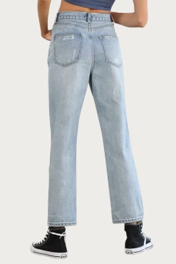 DISTRESSED HIGH-RISE STRAIGHT-LEG JEANS -Varley Store q2 a9bd71a4 d3f2 4375 b5ca 743069b61b27