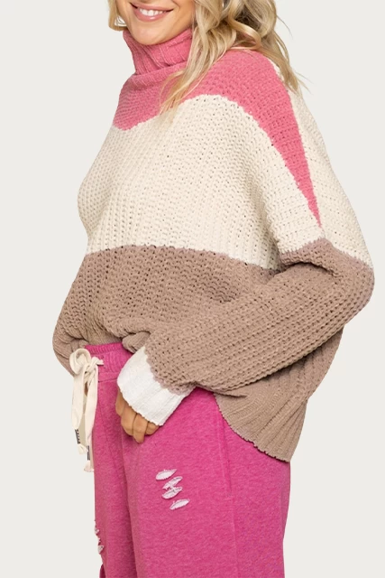 TEXTURED COLORBLOCK TURTLENECK SWEATER 5 TEXTURED COLORBLOCK TURTLENECK SWEATER - Image 5