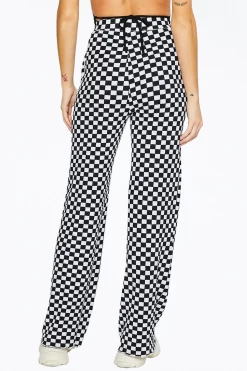 CHECKERED PLISSÉ-KNIT WIDE-LEG PANTS -Varley Store q2 b0be6061 fd26 4013 9c09 2cd143059aa7
