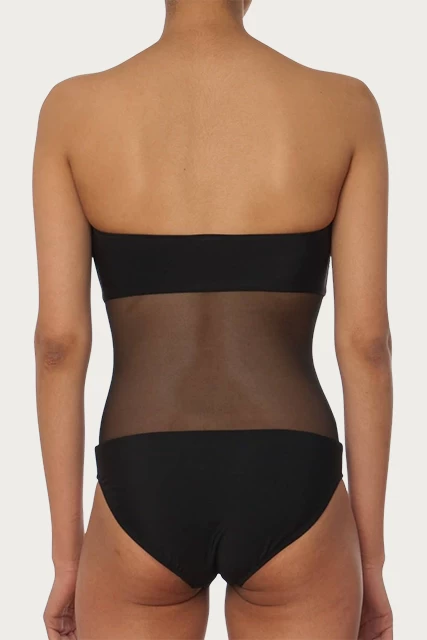 MESH-PANELED BANDEAU SWIMSUIT 3 MESH-PANELED BANDEAU SWIMSUIT - Image 3