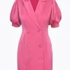 DOUBLE-BREASTED SATIN BLAZER MINI DRESS