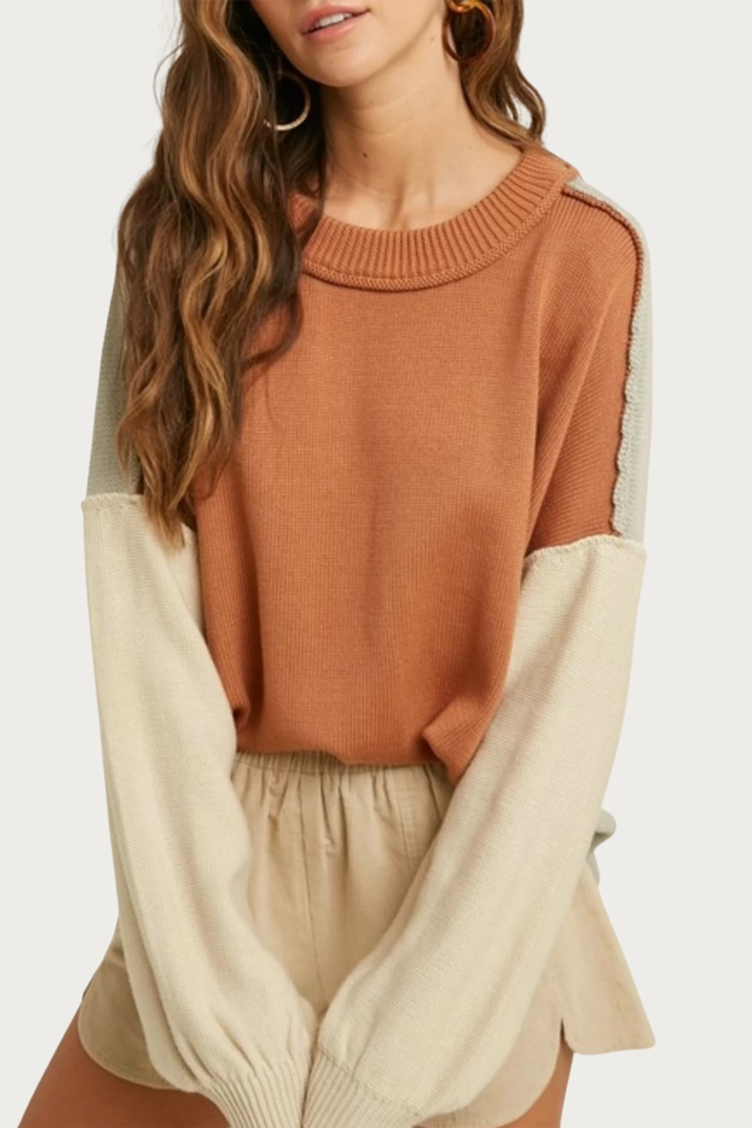 SLOUCHY COLORBLOCK KNIT SWEATER 5 SLOUCHY COLORBLOCK KNIT SWEATER - Image 5