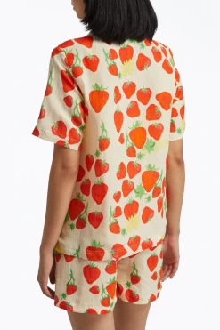 STRAWBERRY-PRINT LINEN-BLEND SHIRT -Varley Store q2 b9377101 3c65 4a99 8022 fb2c45f7c652