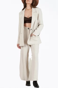 OVERSIZED SINGLE-BREASTED LINEN-BLEND BLAZER