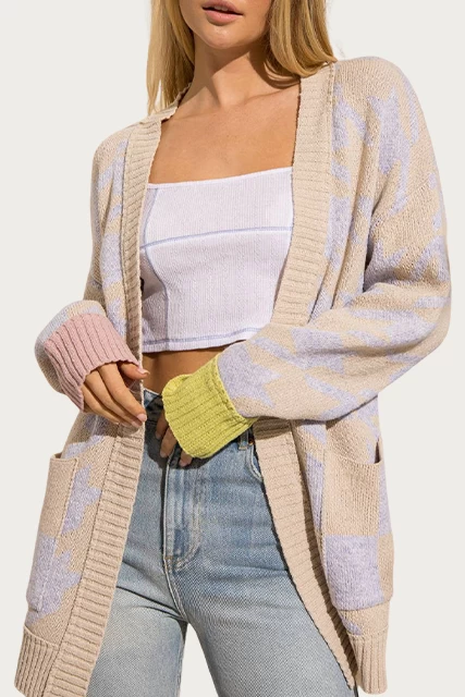 NARA HOUNDSTOOTH WOOL-BLEND OPEN-FRONT CARDIGAN 2 NARA HOUNDSTOOTH WOOL-BLEND OPEN-FRONT CARDIGAN - Image 2