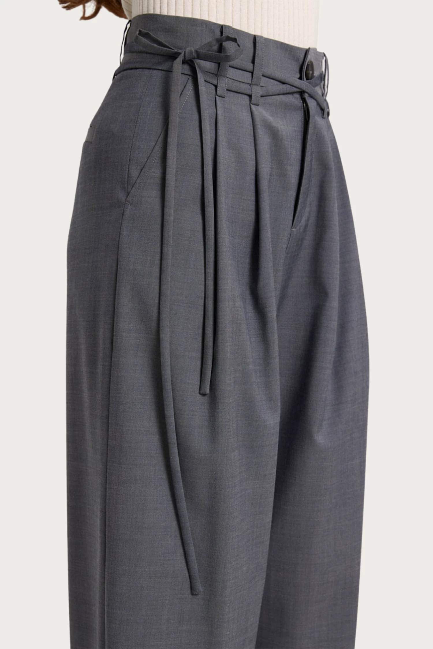 WIDE-LEG BELTED WOOL-BLEND TROUSERS 7 WIDE-LEG BELTED WOOL-BLEND TROUSERS - Image 7