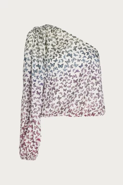 LENORE RAINBOW BUTTERFLY ONE-SHOULDER TOP