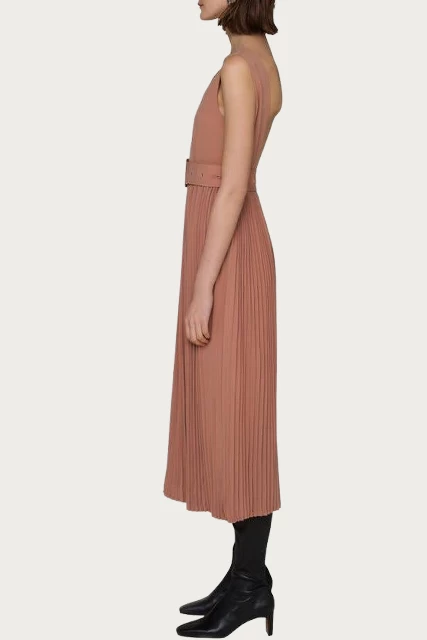 ROWAN BELTED PLEATED CHIFFON MIDI DRESS 3 ROWAN BELTED PLEATED CHIFFON MIDI DRESS - Image 3