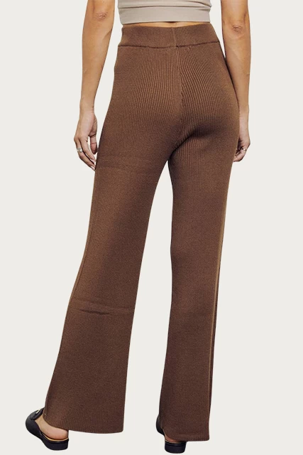 RIBBED-KNIT STRAIGHT-LEG PANTS 4 RIBBED-KNIT STRAIGHT-LEG PANTS - Image 4