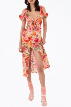 BETH FLORAL CORDED LACE MIDI DRESS