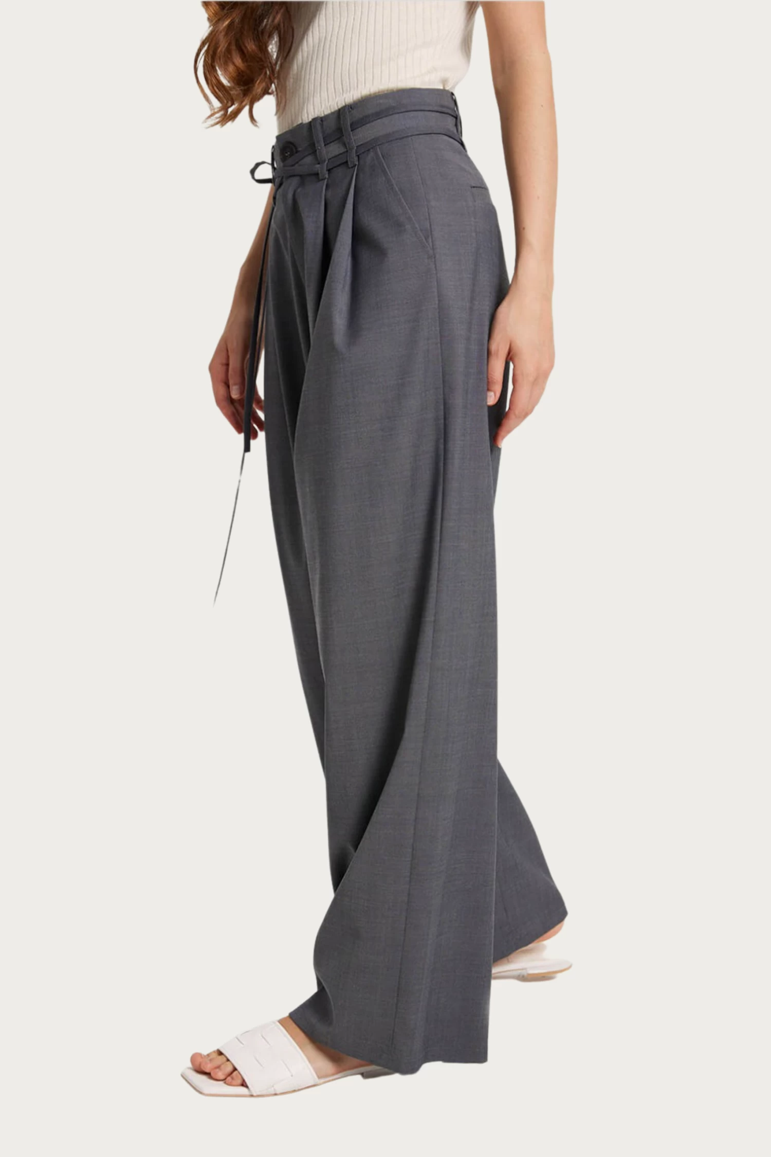 WIDE-LEG BELTED WOOL-BLEND TROUSERS 5 WIDE-LEG BELTED WOOL-BLEND TROUSERS - Image 5