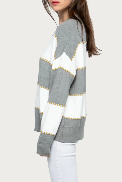 TWO-TONE STRIPED CREWNECK SWEATER 5 TWO-TONE STRIPED CREWNECK SWEATER - Image 5