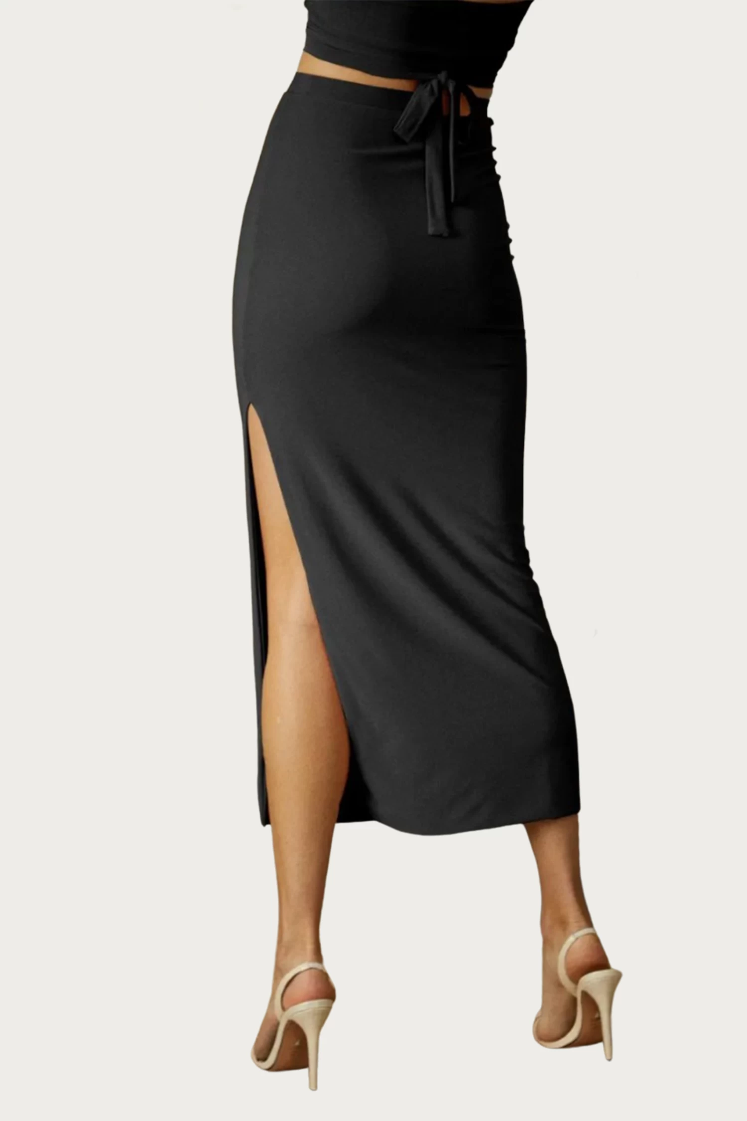 SOLID SIDE SLIT SKIRT 4 SOLID SIDE SLIT SKIRT - Image 4