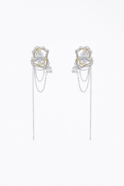 GLASS TEARS GEMSTONE CHAIN DROP EARRINGS