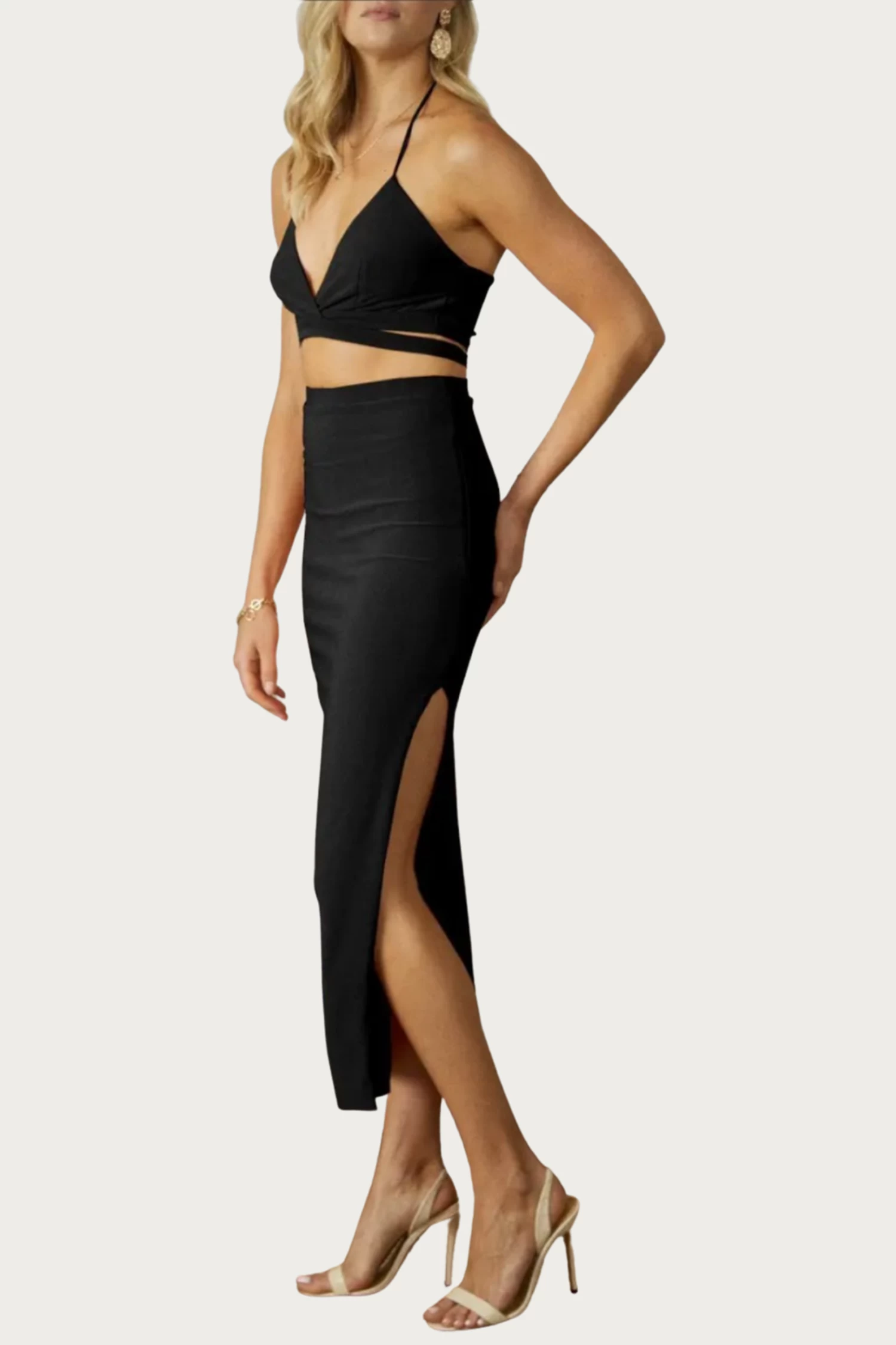 SOLID SIDE SLIT SKIRT 2 SOLID SIDE SLIT SKIRT - Image 2