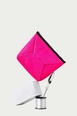 SNAKE-EFFECT LEATHER X-POUCH CLUTCH