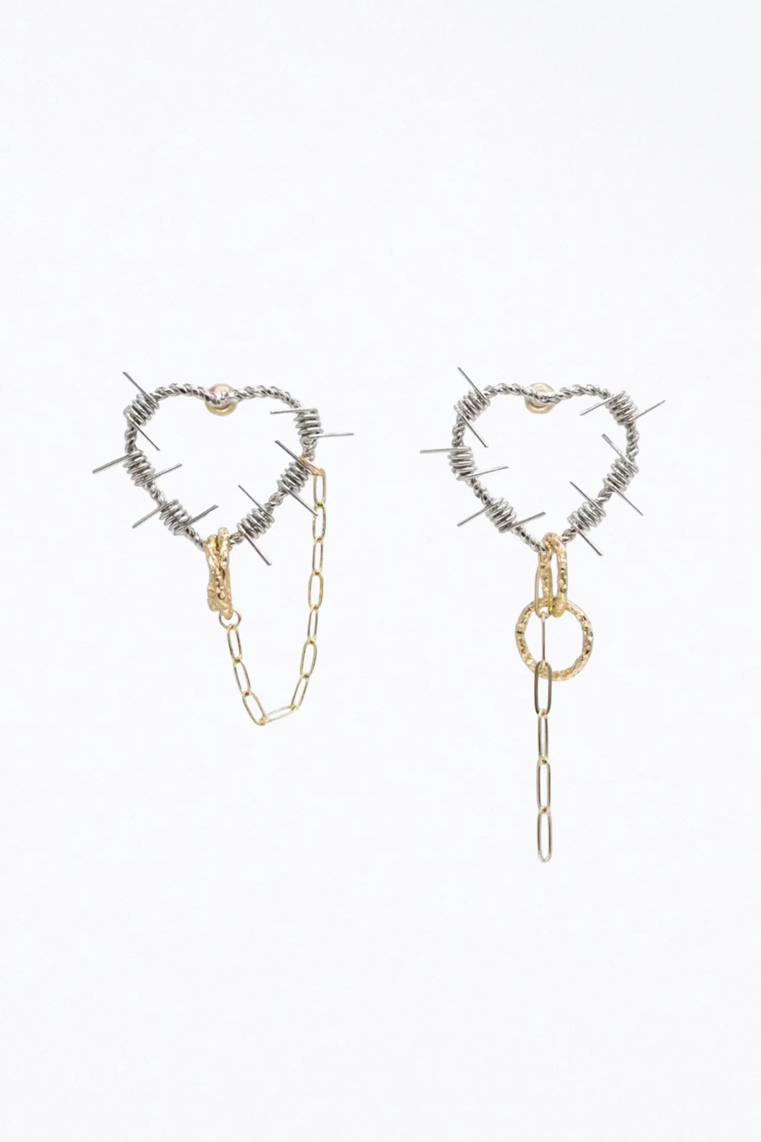 INFINITY HEART MIXED METAL MISMATCHED EARRINGS 1 INFINITY HEART MIXED METAL MISMATCHED EARRINGS