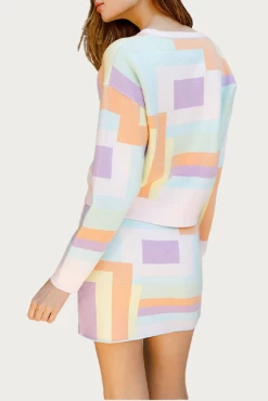 GEOMETRIC KNIT CREWNECK SWEATER -Varley Store q3 fb4f9c99 cfab 49d1 be30 fcce45450037