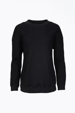 WAFFLE-KNIT COTTON-BLEND CREWNECK TOP