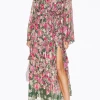 SABI RUFFLED CHIFFON KAFTAN MAXI DRESS
