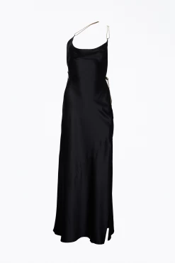 BRIGITTE OPEN-BACK CHAIN-EMBELLISHED SILK-SATIN MAXI DRESS