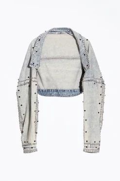 STUDDED COTTON DENIM BOLERO