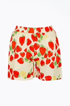 STRAWBERRY-PRINT LINEN-BLEND SHORTS